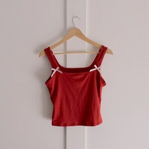 SHEIN Red Bow Top